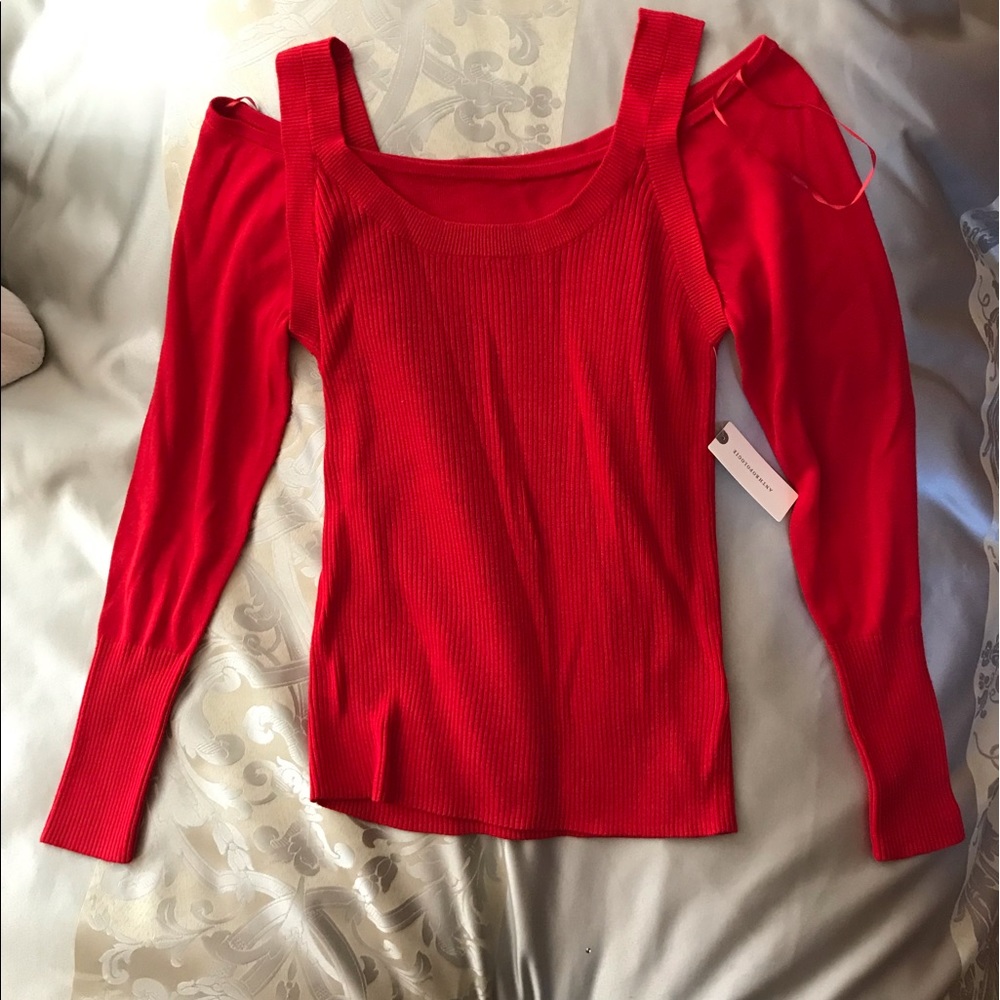 Red long sleeve Anthropologie top